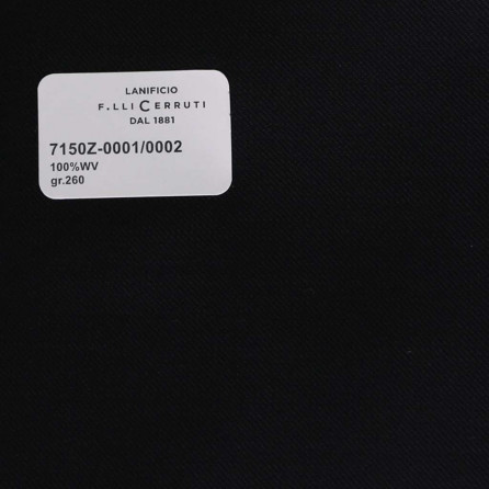 7150z-0001/0002 Cerruti Lanificio - Vải Suit 100% - Đen Trơn